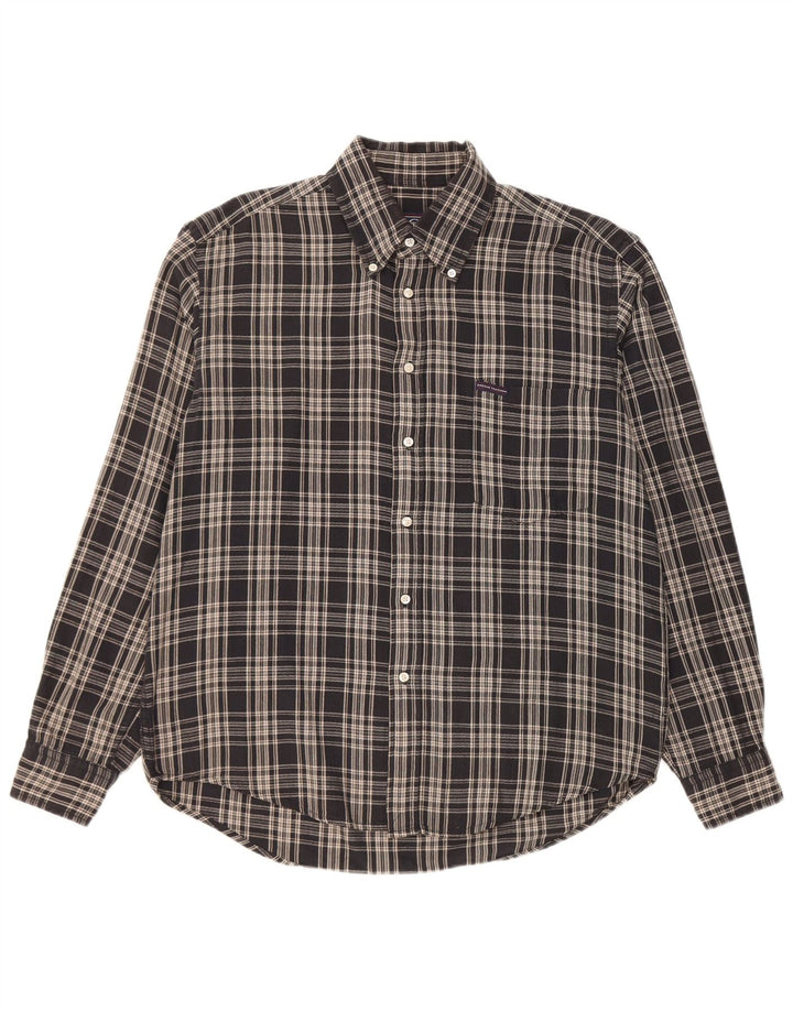 Męska koszula flanelowa Sergio Tacchini, duża, czarna, bawełniana w kratę