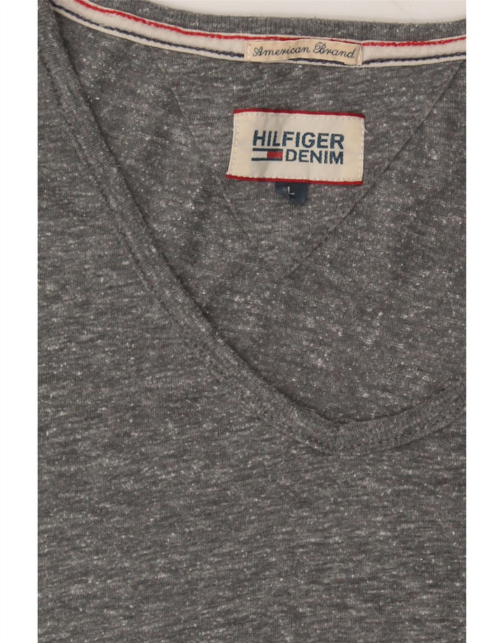 HILFIGER DENIM Womens Oversized T-Shirt Top UK 16 Large Grey Flecked Vintage Hilfiger Denim and Second-Hand Hilfiger Denim from Messina Hembry 