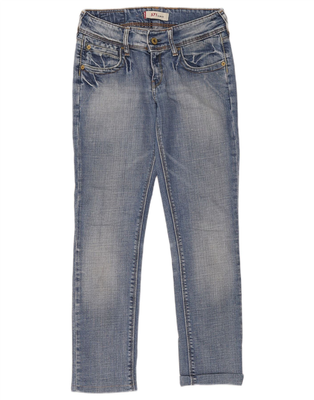 Damskie jeansy Levi's 571 Slim W27 L34 Niebieskie bawełniane
