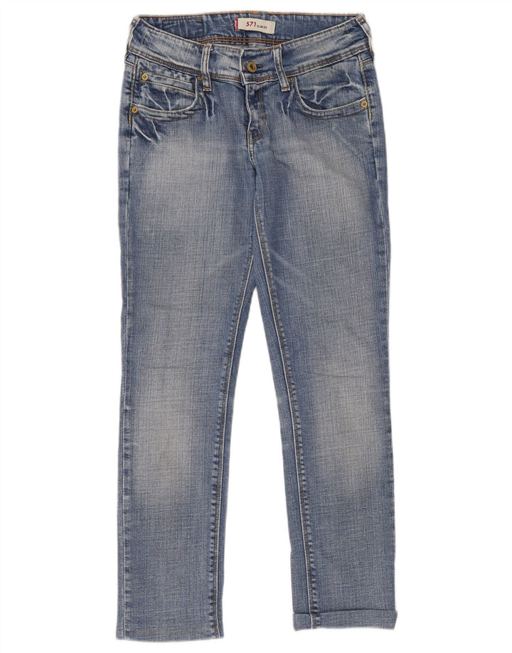 Damskie jeansy Levi's 571 Slim W27 L34 Niebieskie bawełniane