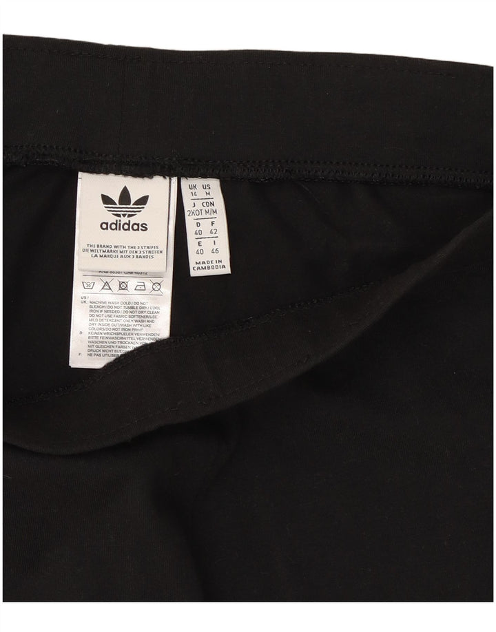 ADIDAS Womens Leggings UK 14 Large  Black Cotton