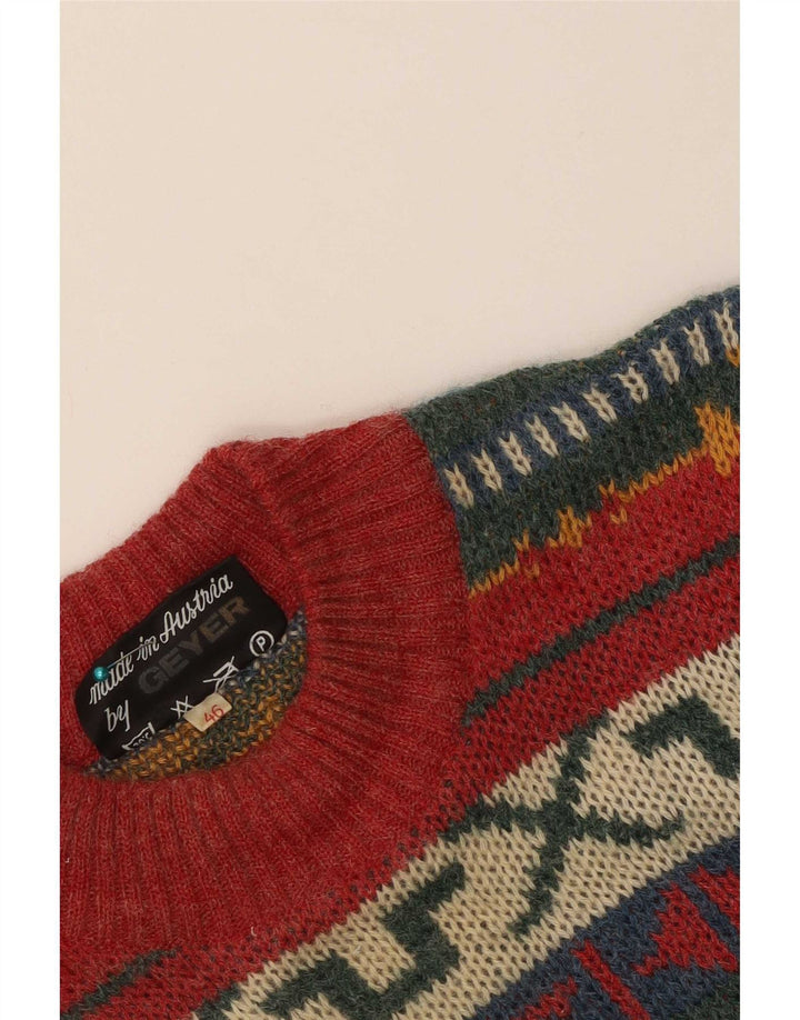 Damski sweter Geyer z okrągłym dekoltem IT 46, duży, czerwony, geometryczny
