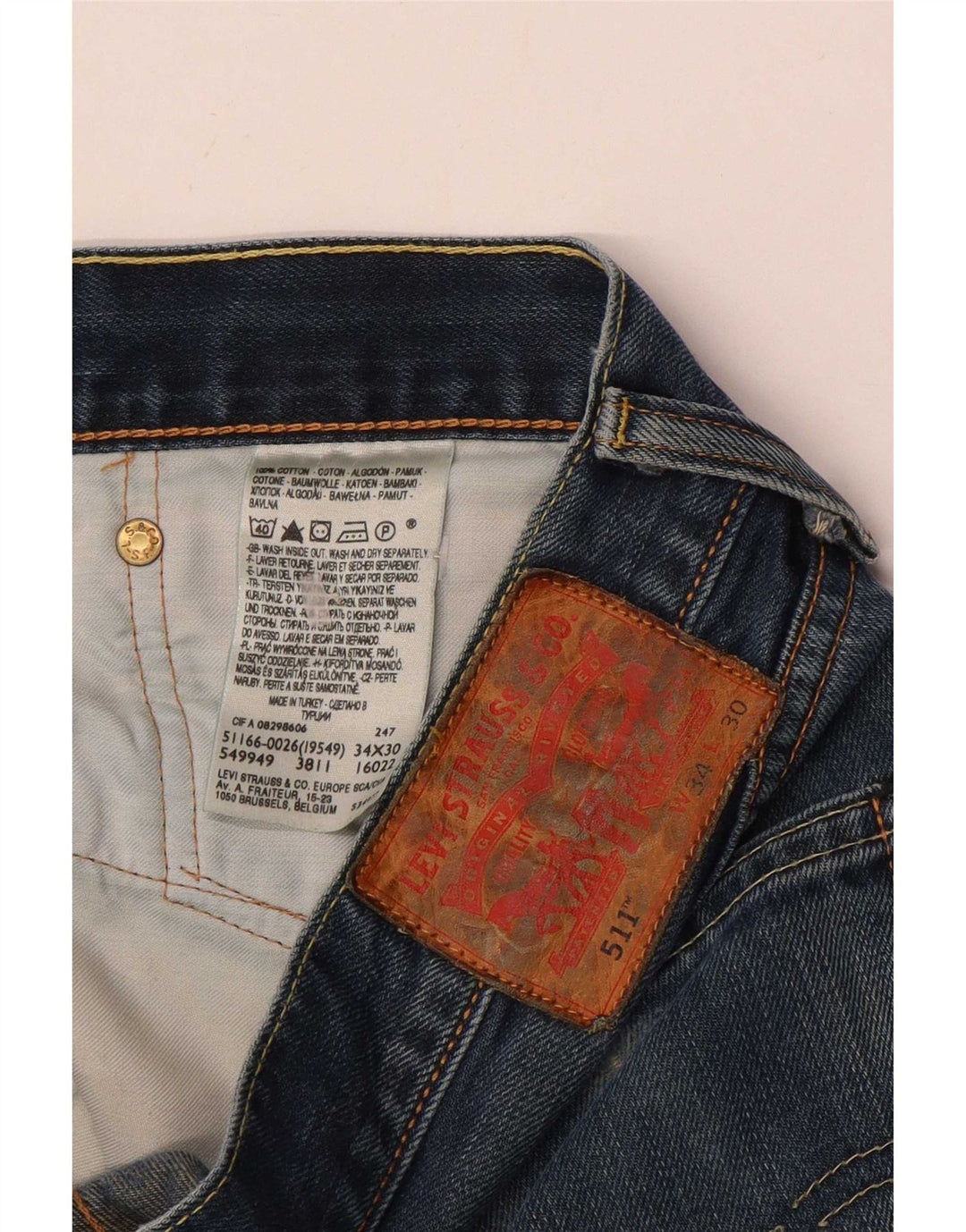 Męskie jeansy Levi's 511 Slim W34 L30 Niebieska bawełna