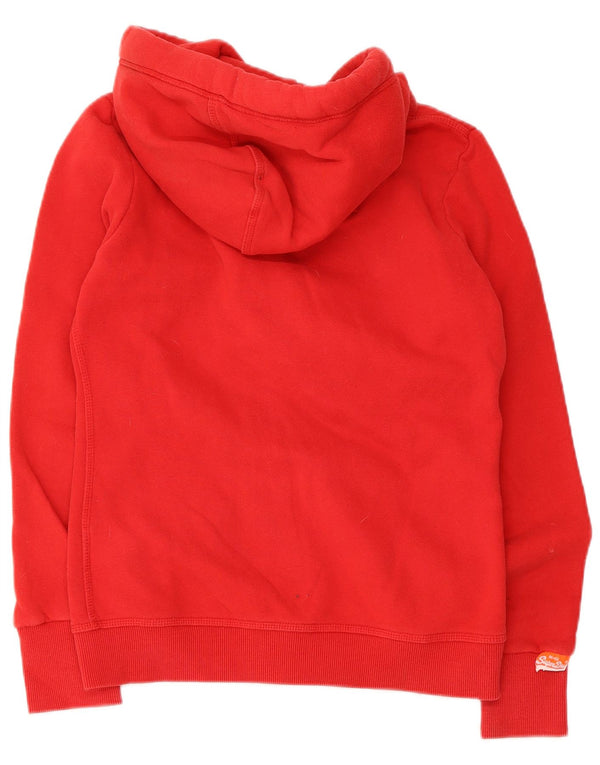 Damski sweter z kapturem i zamkiem Superdry UK 10, mały, czerwony, bawełniany