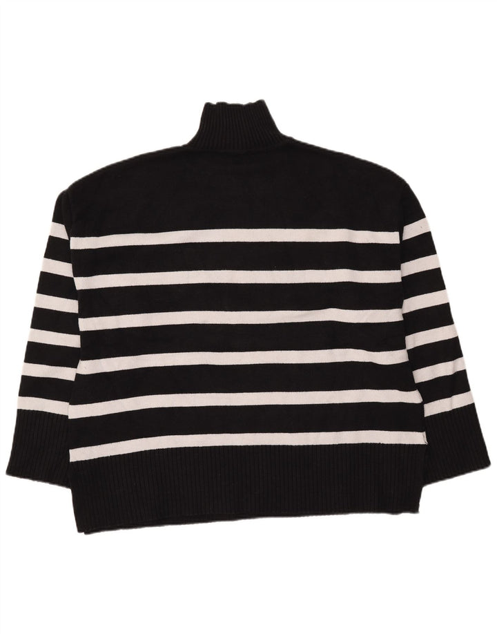 Damski sweter oversize z golfem Zara UK 16, duże czarne paski