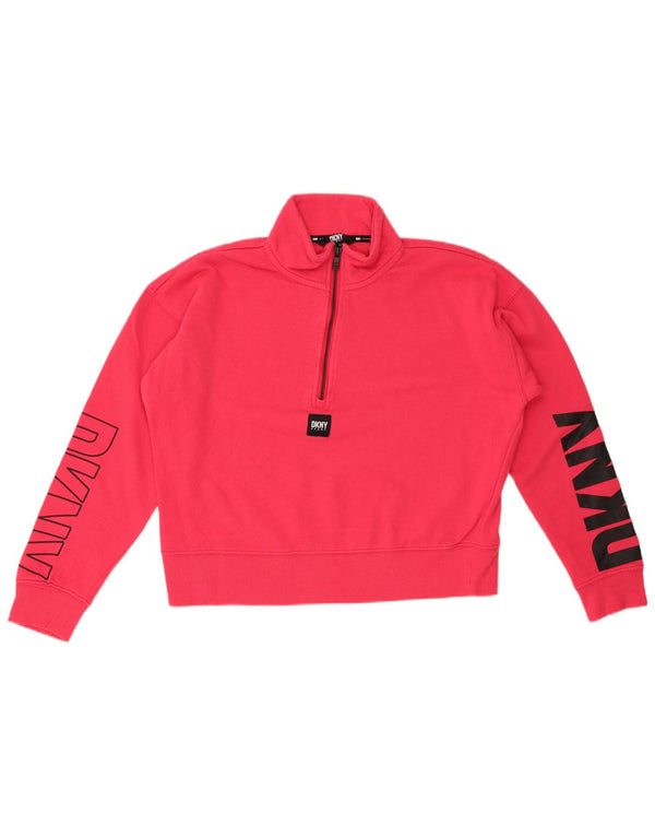 Damska bluza oversize DKNY z grafiką i zamkiem błyskawicznym, UK 10, mały róż