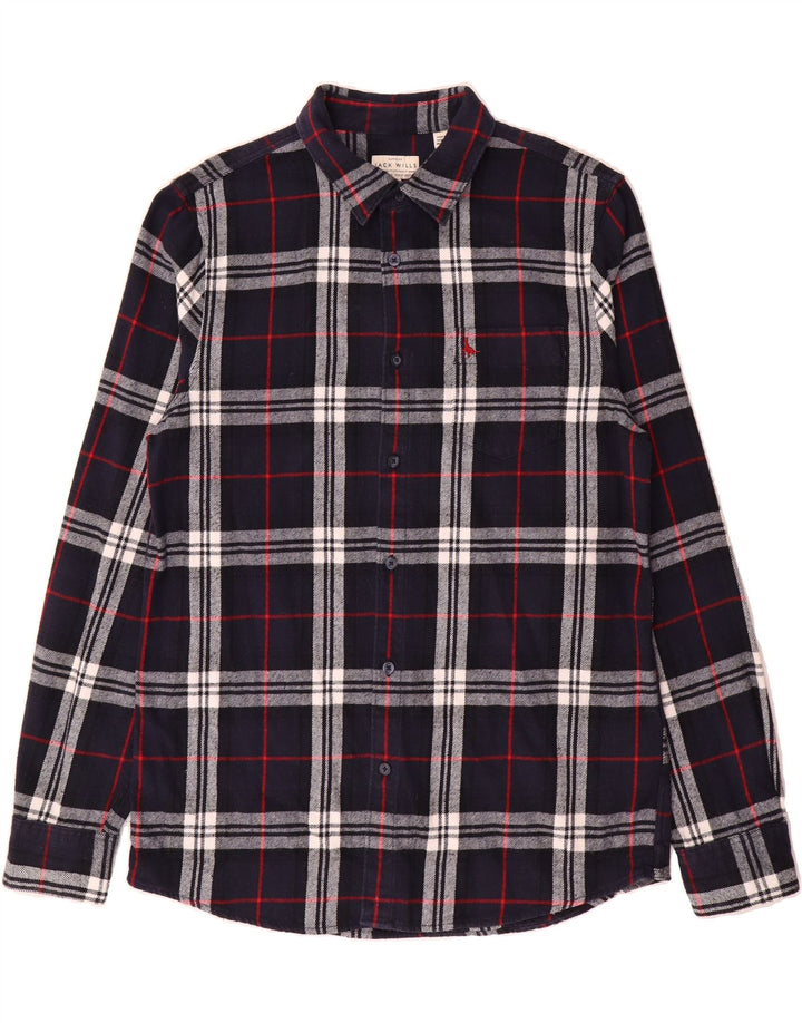 JACK WILLS Mens Superior Classic Fit Flannel Shirt Medium Navy Blue Check Vintage Jack Wills and Second-Hand Jack Wills from Messina Hembry 