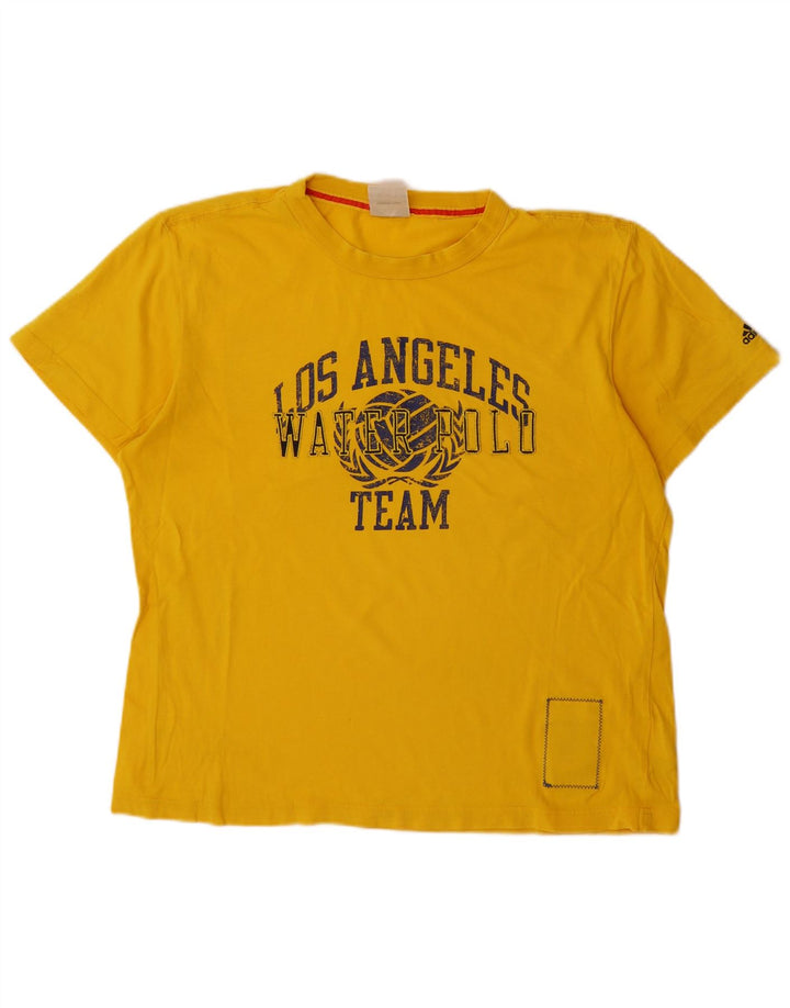 Męski T-shirt z grafiką ADIDAS, duży, żółty, bawełniany