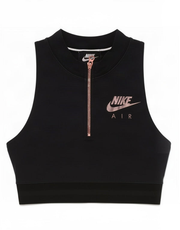 Damska kamizelka Nike z krótkim zamkiem i grafiką, UK 6 XS, czarna bawełna