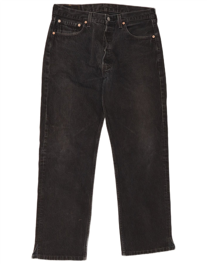 LEVI'S Mens 501 Straight Jeans W34 L30 Black Cotton
