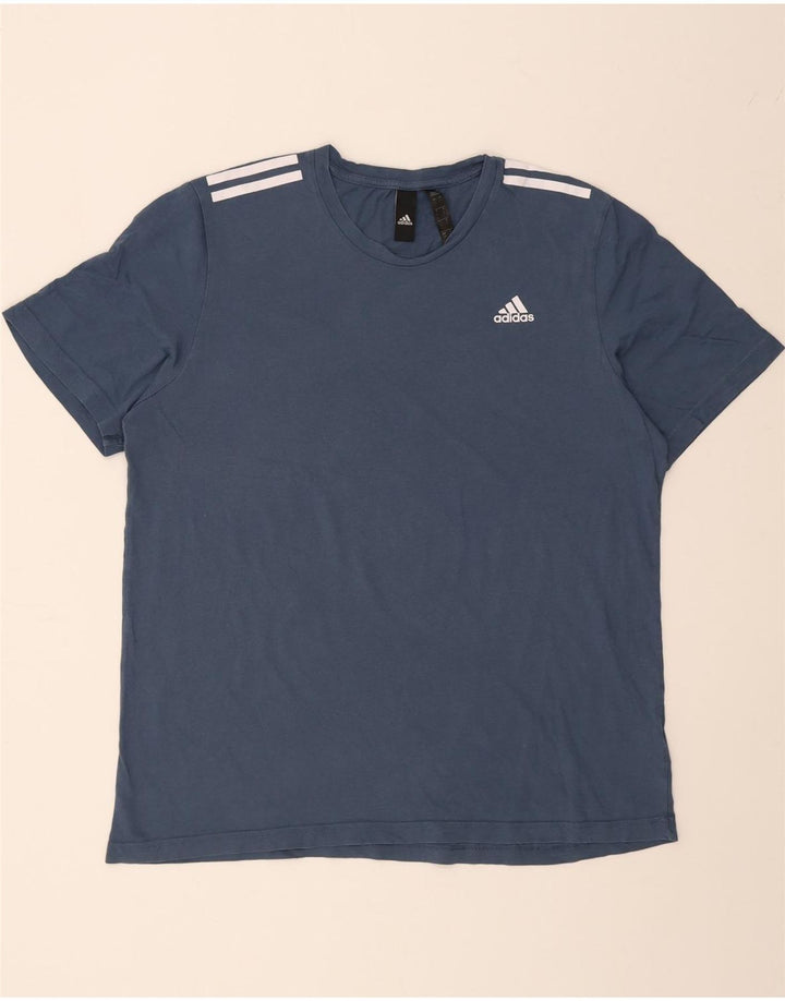 ADIDAS Mens T-Shirt Top Large Navy Blue Cotton Vintage Adidas and Second-Hand Adidas from Messina Hembry 