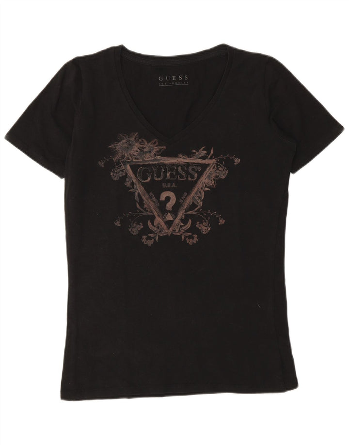 Damska koszulka graficzna Guess Top UK 12 Medium Black