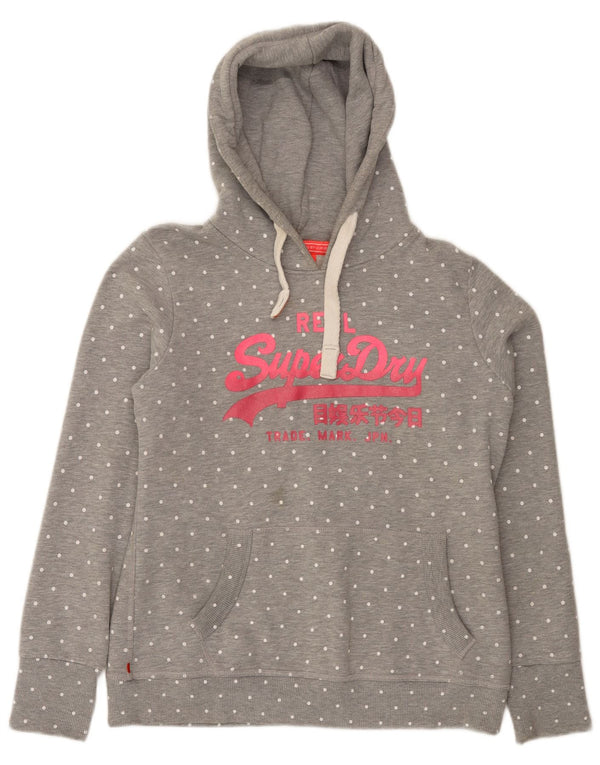 Damski sweter z kapturem Superdry, UK 18 XL, szary, bawełniany w kropki