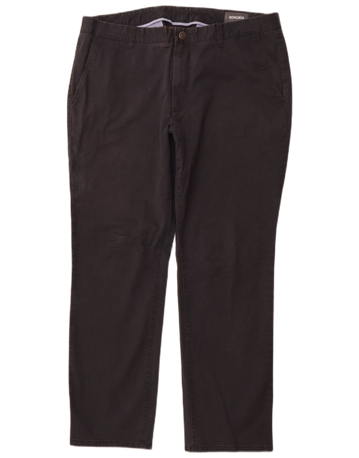 Spodnie męskie BONOBOS proste chino W38 L30 granatowe bawełniane