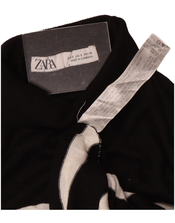 Damski sweter oversize z golfem Zara UK 10 w małe czarne paski