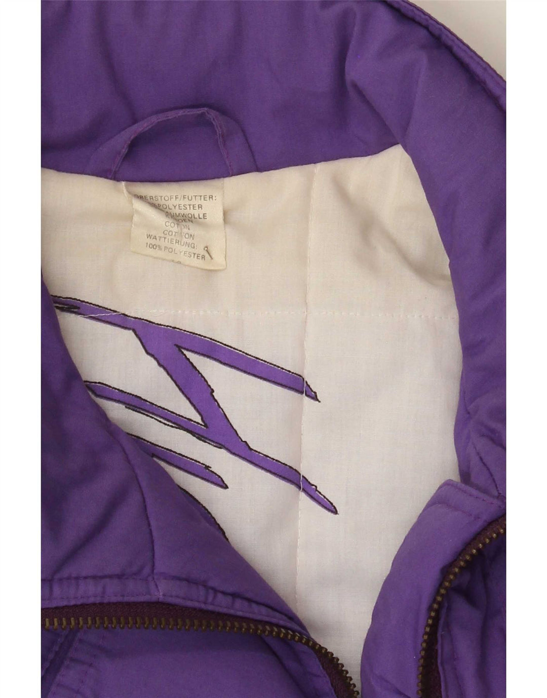 Vintage damski płaszcz ocieplany UK 18 XL, fioletowy poliester