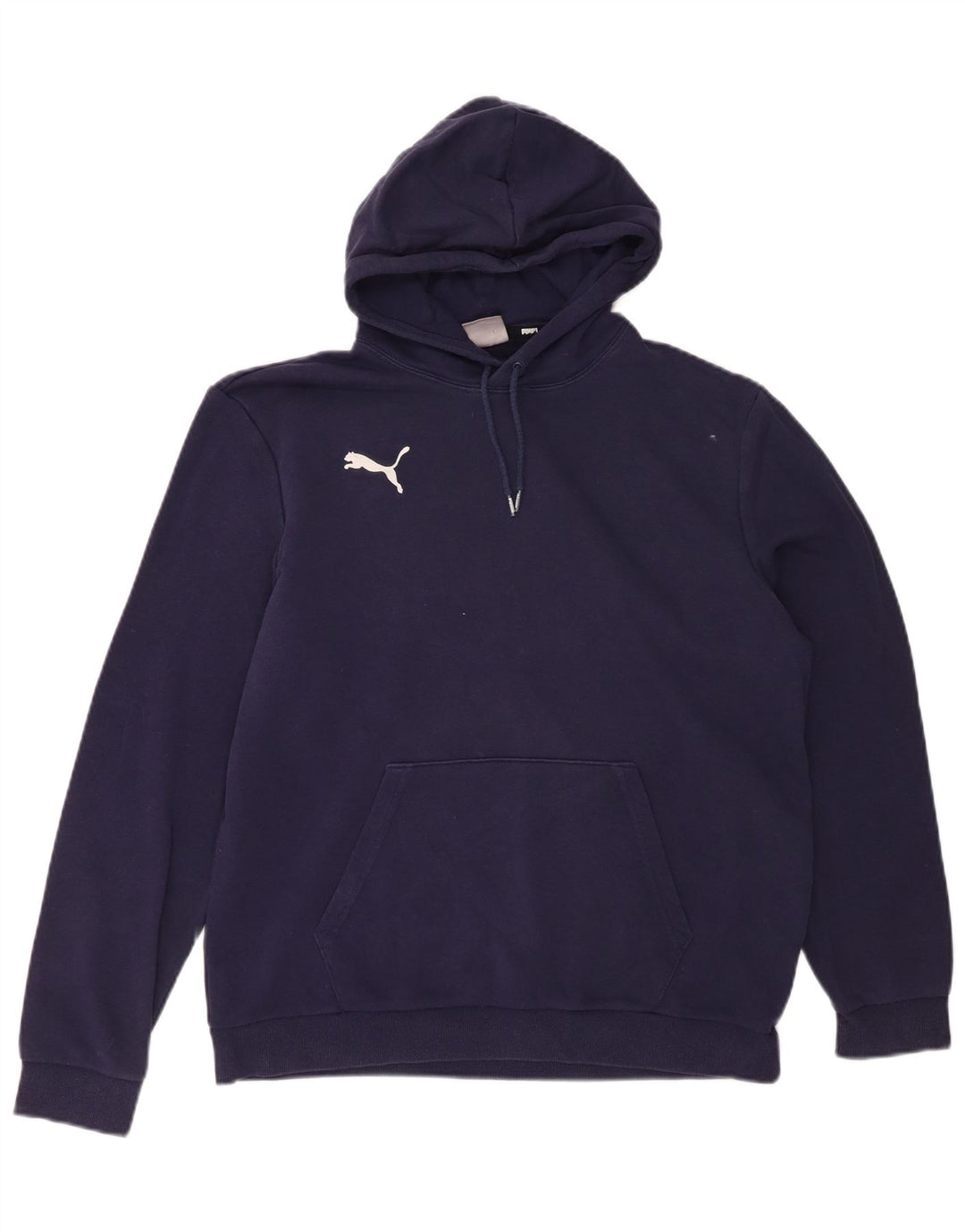 PUMA Mens Hoodie Jumper Large Navy Blue Cotton