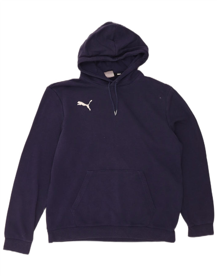 PUMA Mens Hoodie Jumper Large Navy Blue Cotton