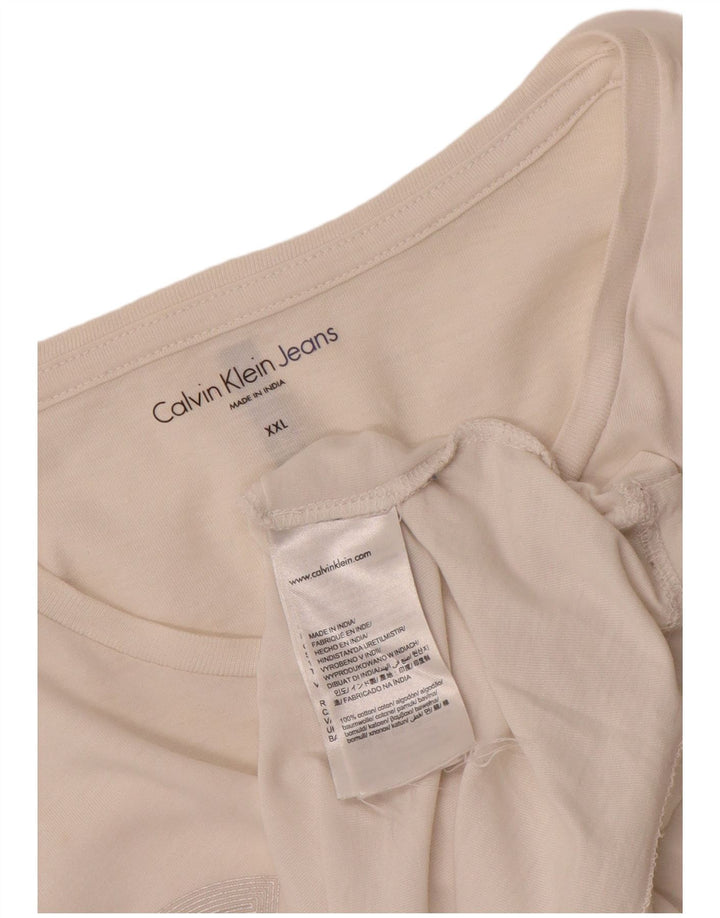 Męski T-shirt z grafiką CALVIN KLEIN JEANS, 2XL, biała, bawełniana