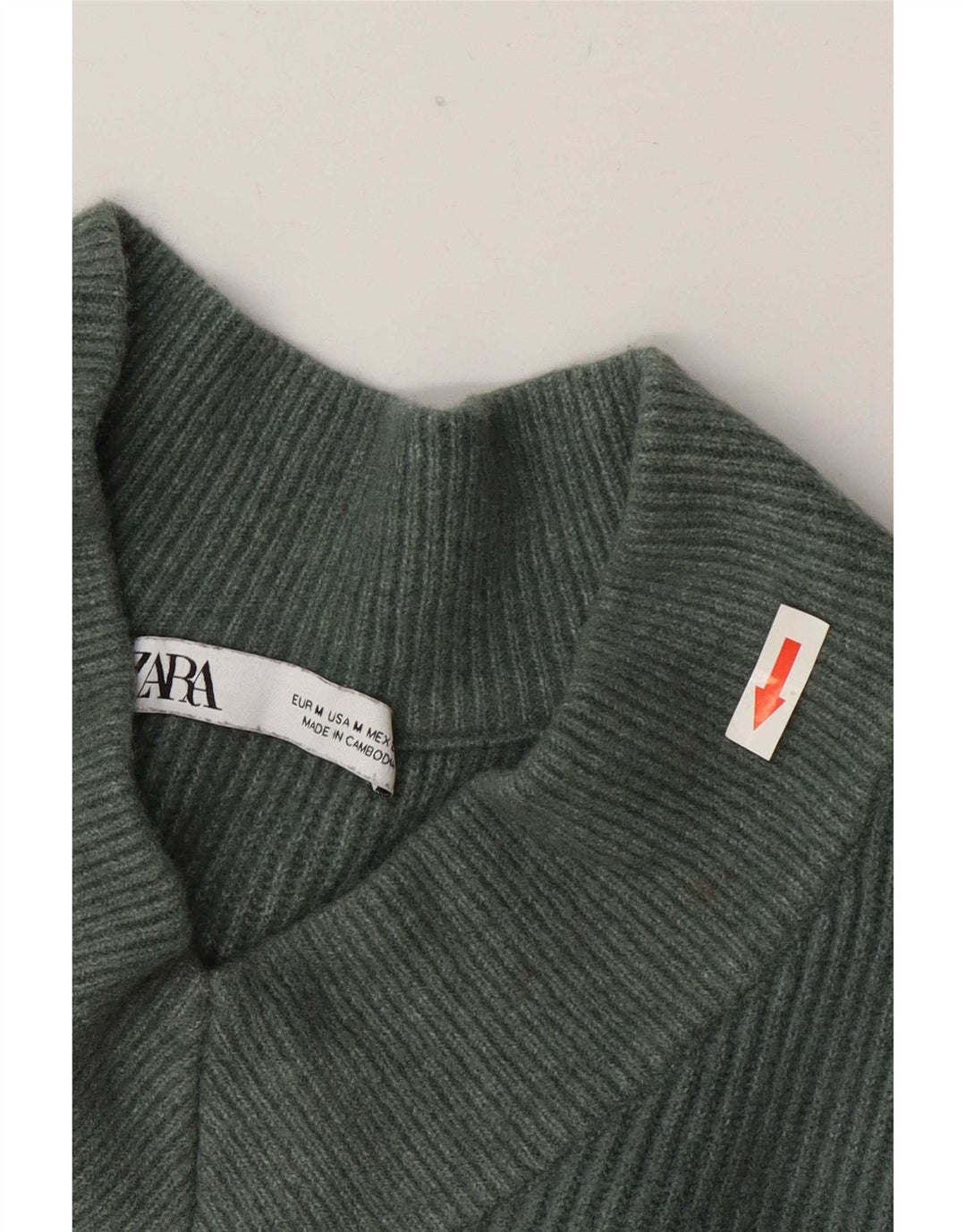 Sweter damski Zara Oversize z dekoltem w kształcie litery V, UK 14, średni zielony akryl