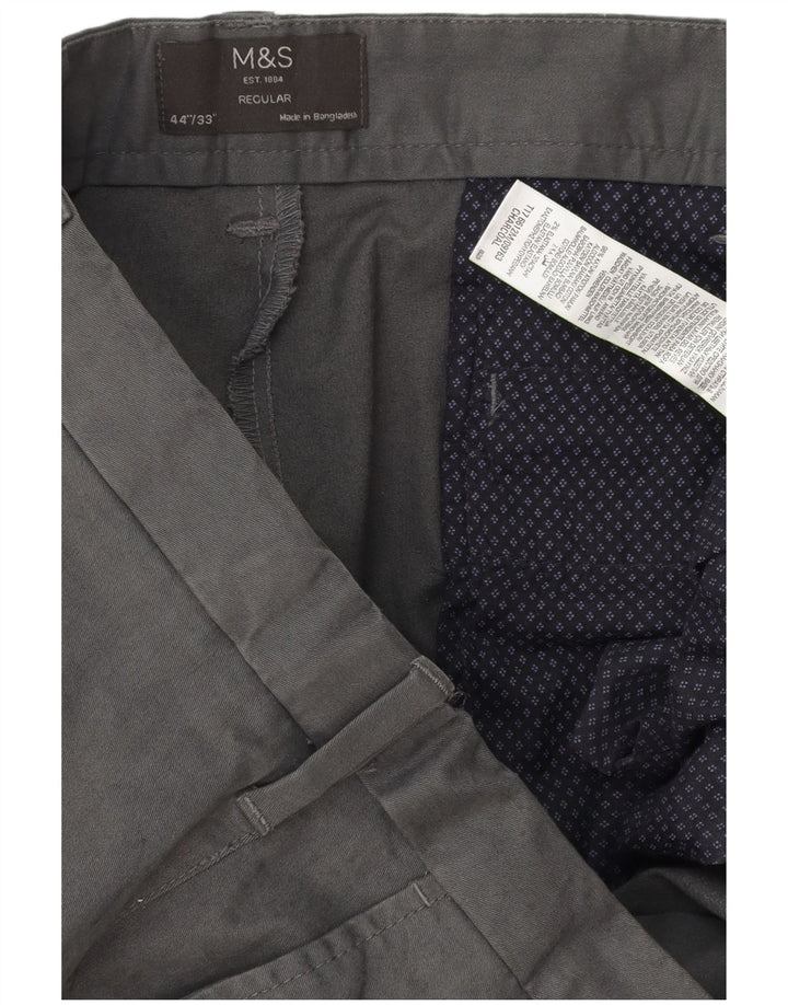 Męskie spodnie chino MARKS & SPENCER o regularnym kroju W44 L33 Szara bawełna
