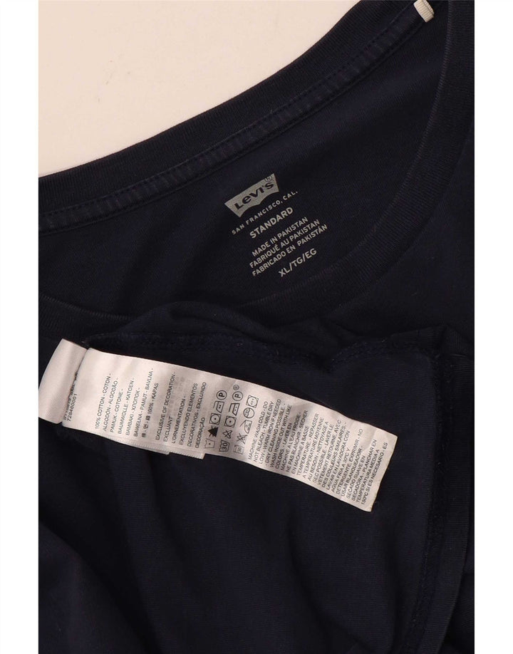 Męska koszulka Levi's o standardowym kroju, z długim rękawem, XL, granatowa, bawełniana