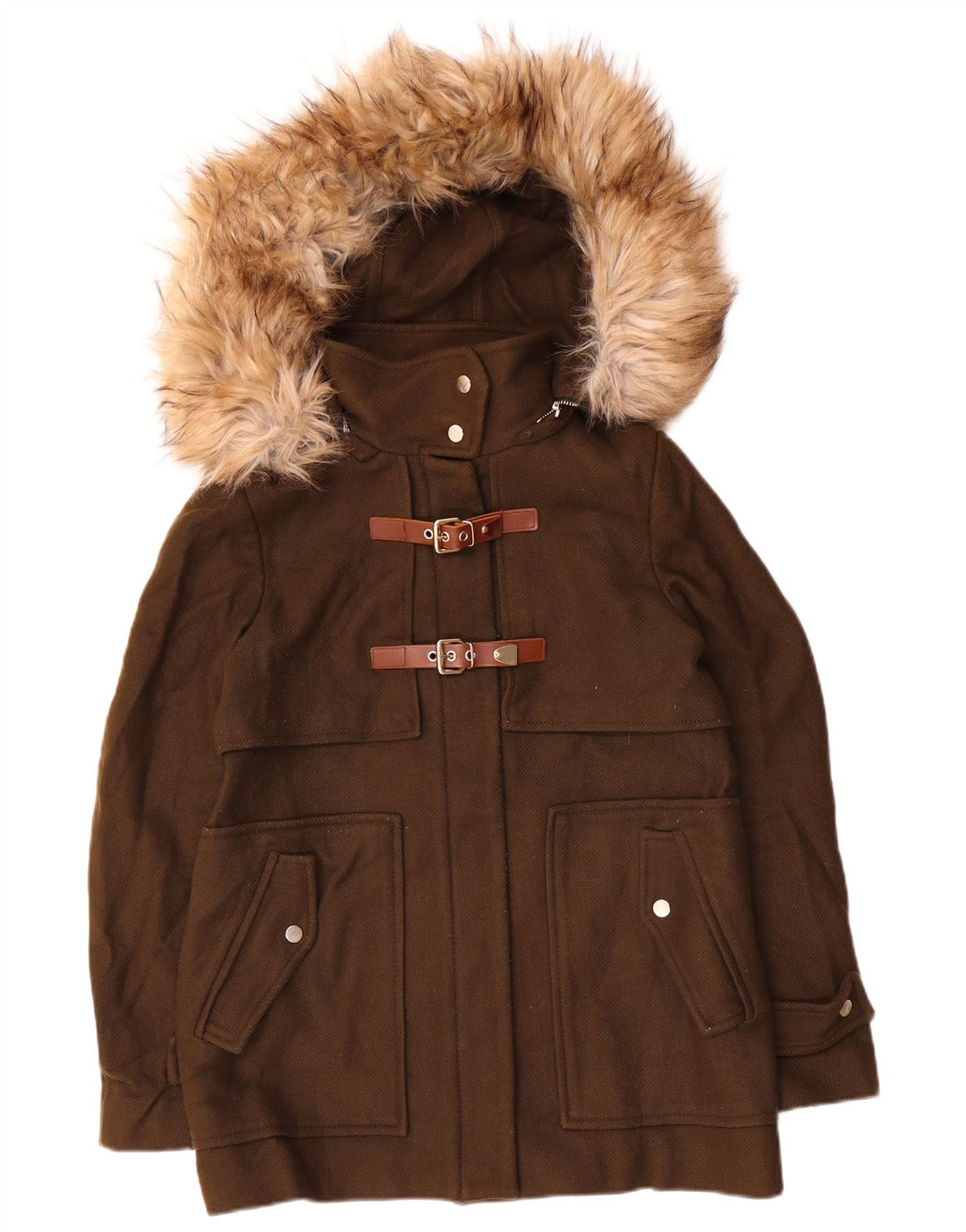 Damska kurtka wiatrówka z kapturem Zara UK 14, średnia wełna khaki