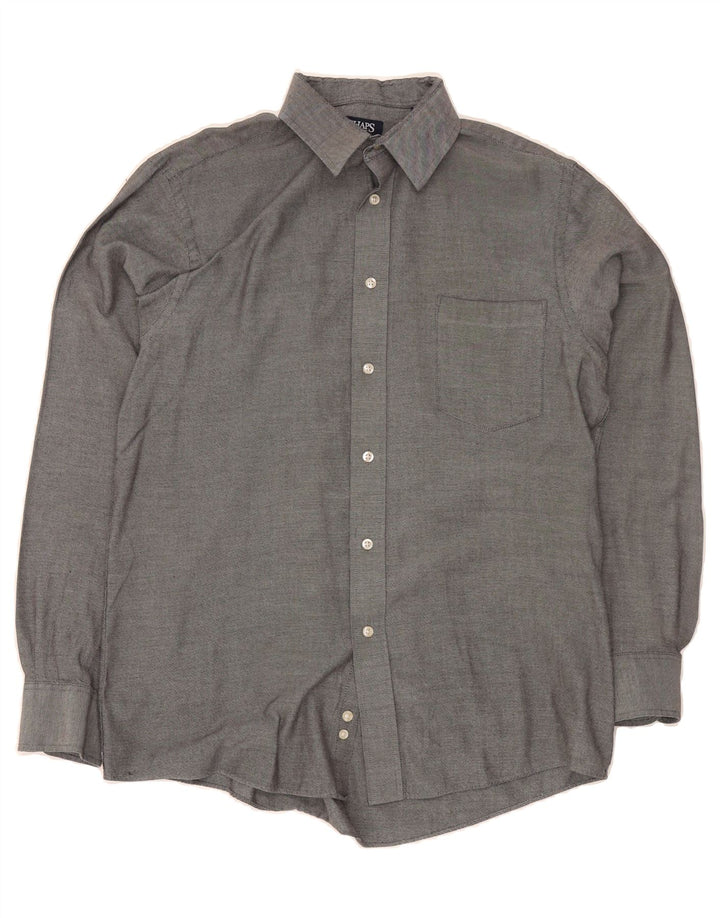 CHAPS Mens Wrinkle Free Regular Fit Shirt Size 16 Large Grey Vintage Chaps and Second-Hand Chaps from Messina Hembry 