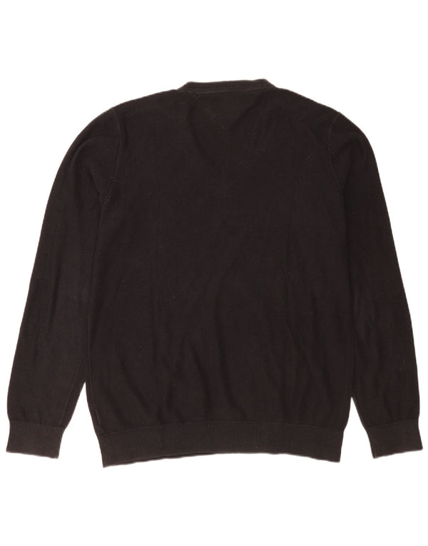 Męski sweter Tommy Hilfiger z dekoltem w kształcie litery V, XL, czarny, bawełniany
