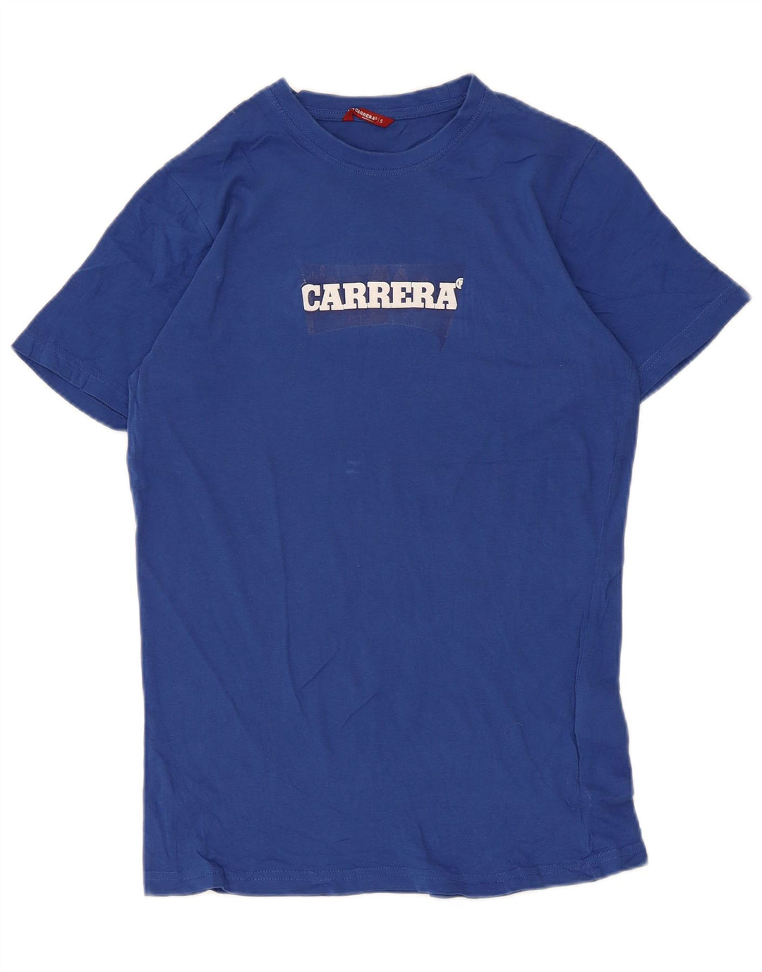 Męski T-shirt z grafiką Carrera, mały, niebieski, bawełniany