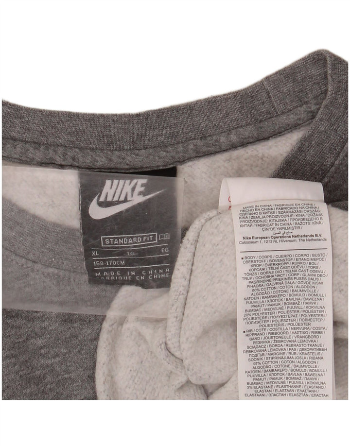 Chłopięca bluza z grafiką NIKE, 13-14 lat, XL, szara, nakrapiana