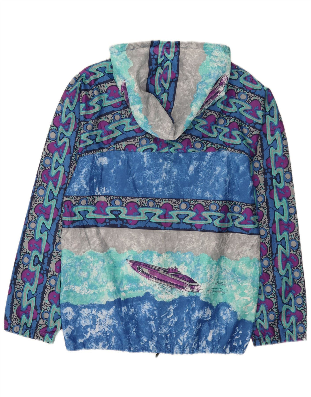 Męska kurtka przeciwdeszczowa z kapturem w stylu vintage, abstrakcyjny wzór IT 52 XL, wielobarwna