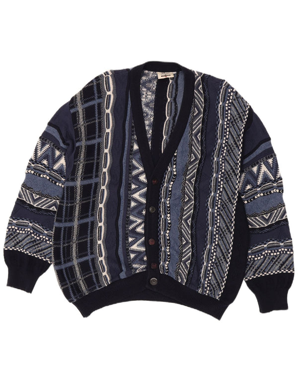 Marc Gibaldi Męski sweter rozpinany XL Granatowy, geometryczny, bawełniany