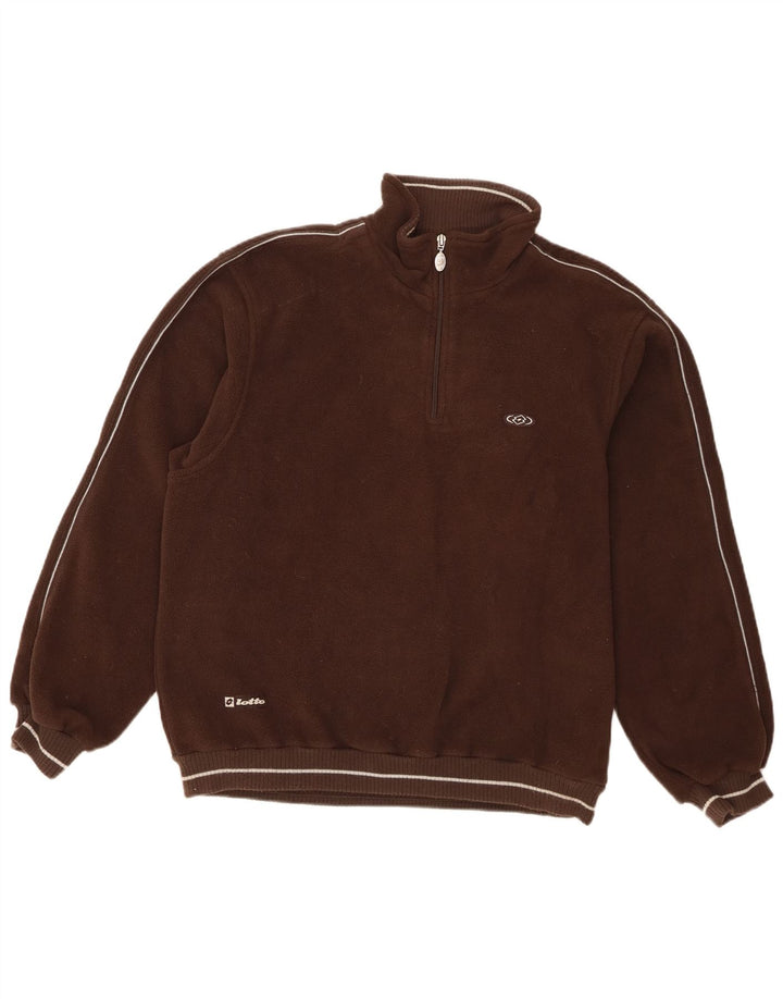 Męski sweter polarowy Lotto z zamkiem błyskawicznym, średni brązowy poliester
