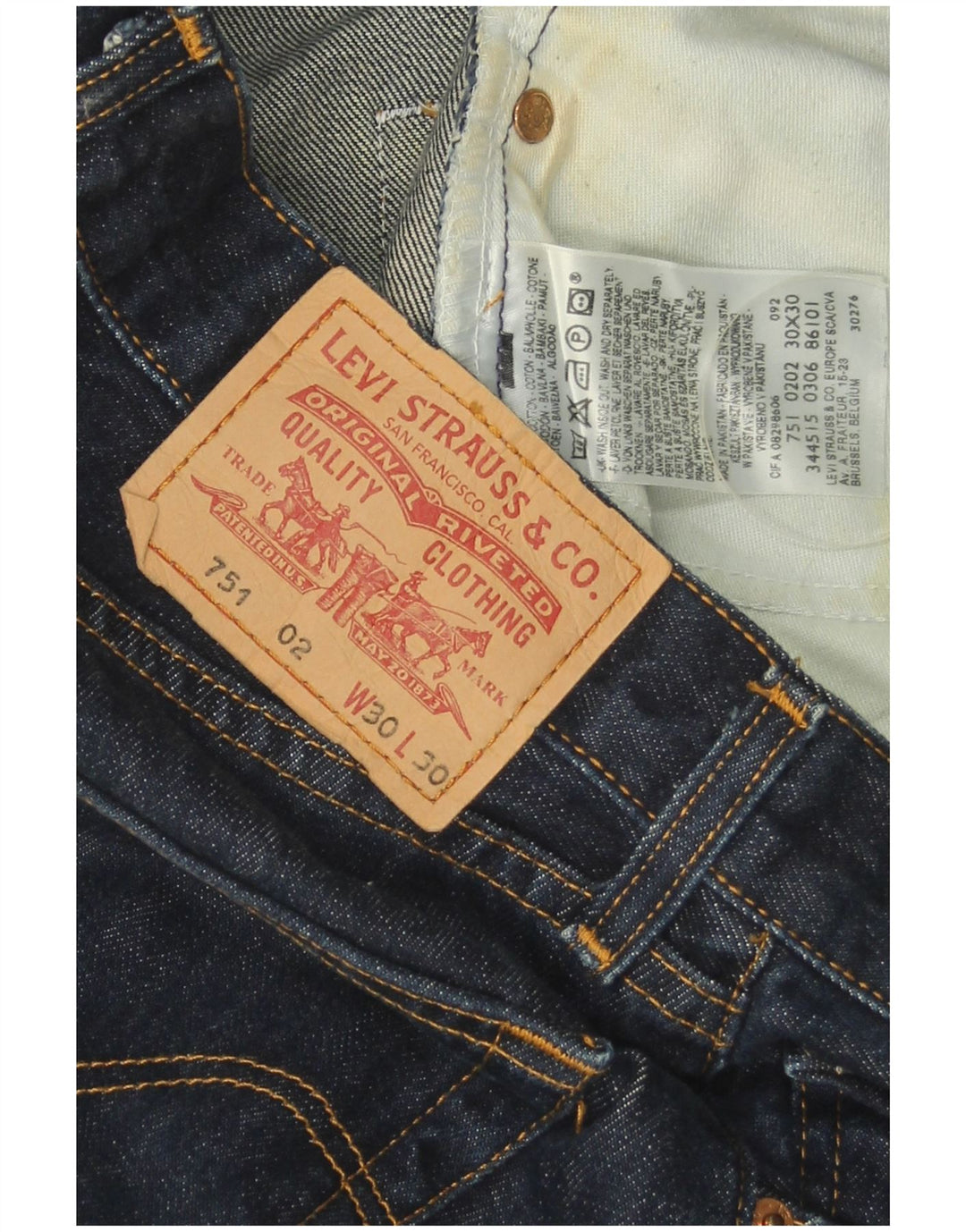 Męskie dżinsy Levi's 751 Straight W30 L30 Granatowa bawełna