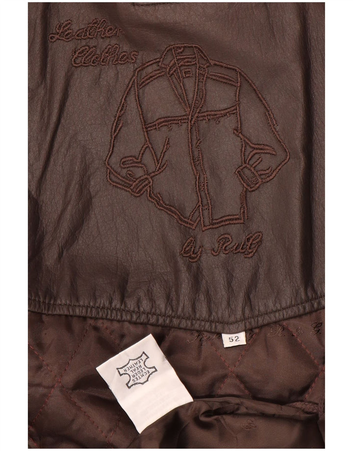 Vintage męska kurtka skórzana IT 52 XL brązowa skóra