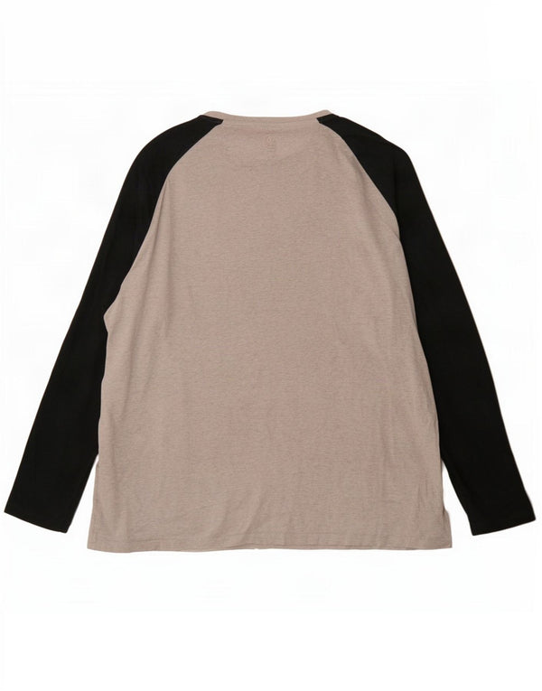 Męski top Fat Face z długim rękawem 2XL, szara, bawełniana w bloki kolorów