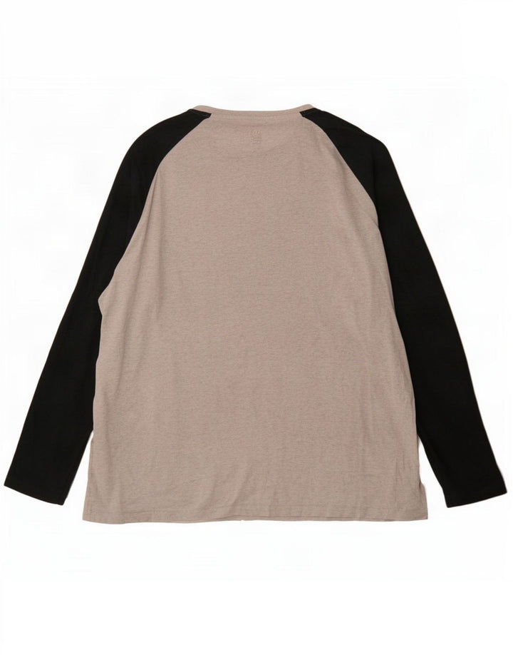 Męski top Fat Face z długim rękawem 2XL, szara, bawełniana w bloki kolorów