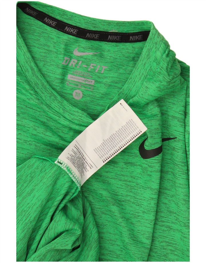 Męski T-shirt Nike Dri Fit Top, średni, zielony, nakrapiany poliester