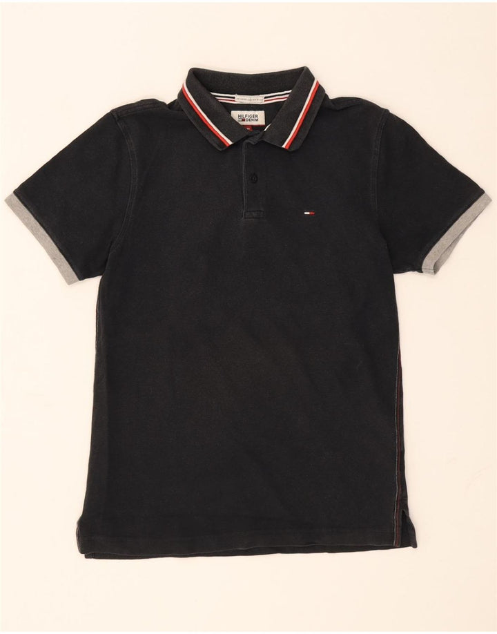 TOMMY HILFIGER Mens Polo Shirt Medium Navy Blue Cotton