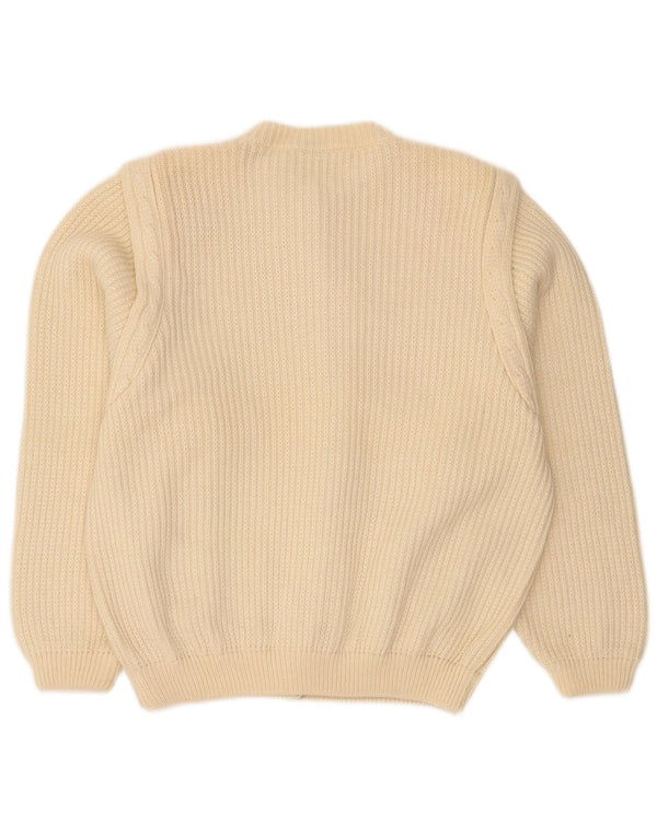 Sweter damski Donatella UK 16, duży, beżowy, z dziewiczej wełny