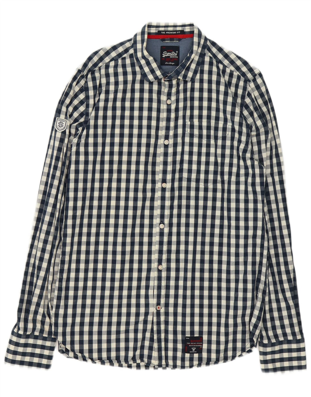 Koszula męska Superdry, duża, granatowa, bawełniana w kratkę