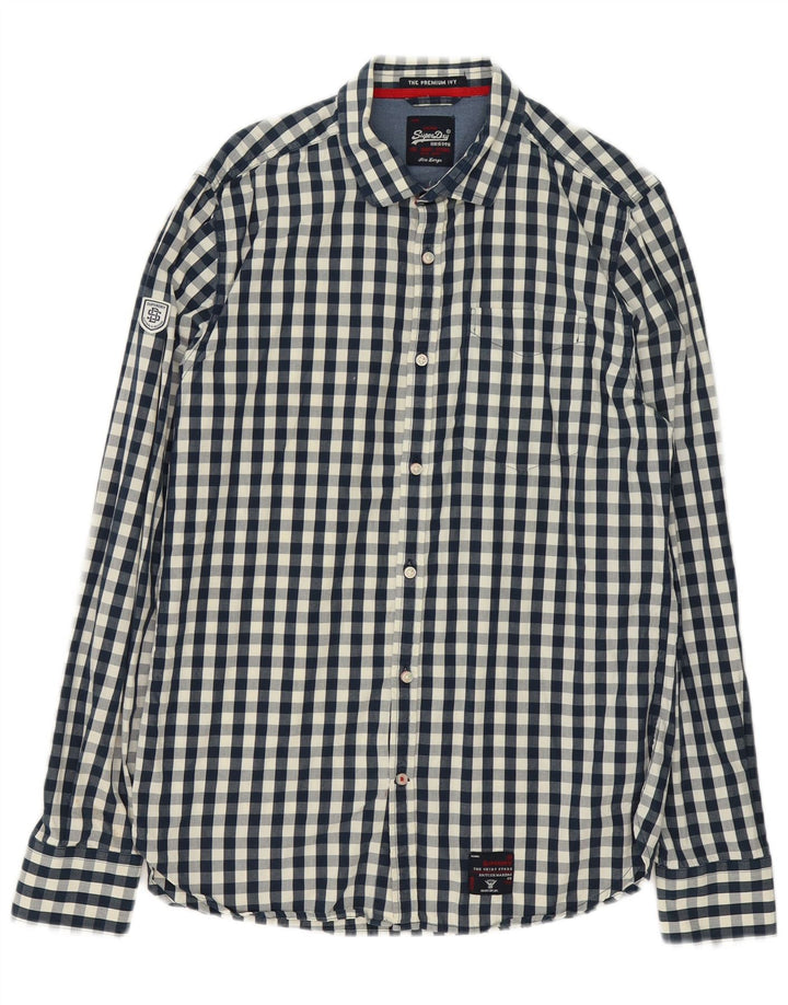 Koszula męska Superdry, duża, granatowa, bawełniana w kratkę