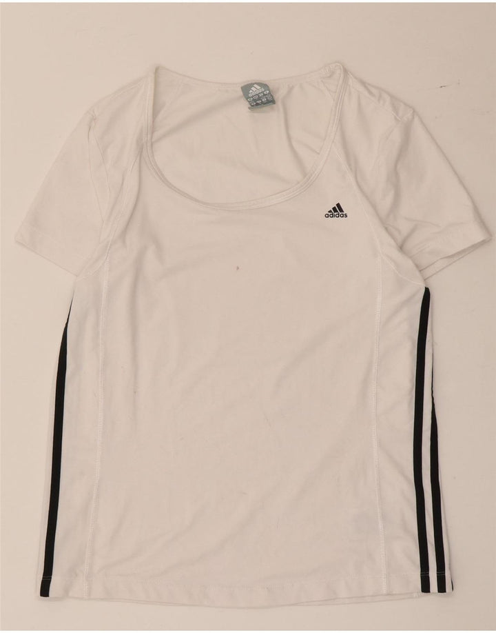 Damska koszulka Adidas Top UK 12/14 Średni biały poliester z blokami kolorów