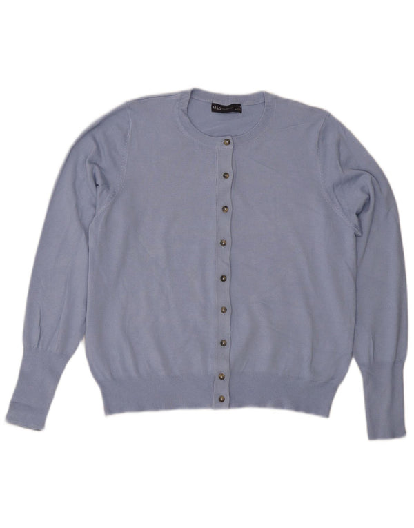 Marks & Spencer Damski sweter kardigan UK 16, duży, niebieski, wiskoza