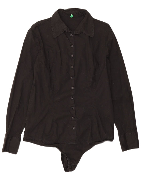 Body koszulowe damskie Benetton UK 14, duże, czarne, bawełniane