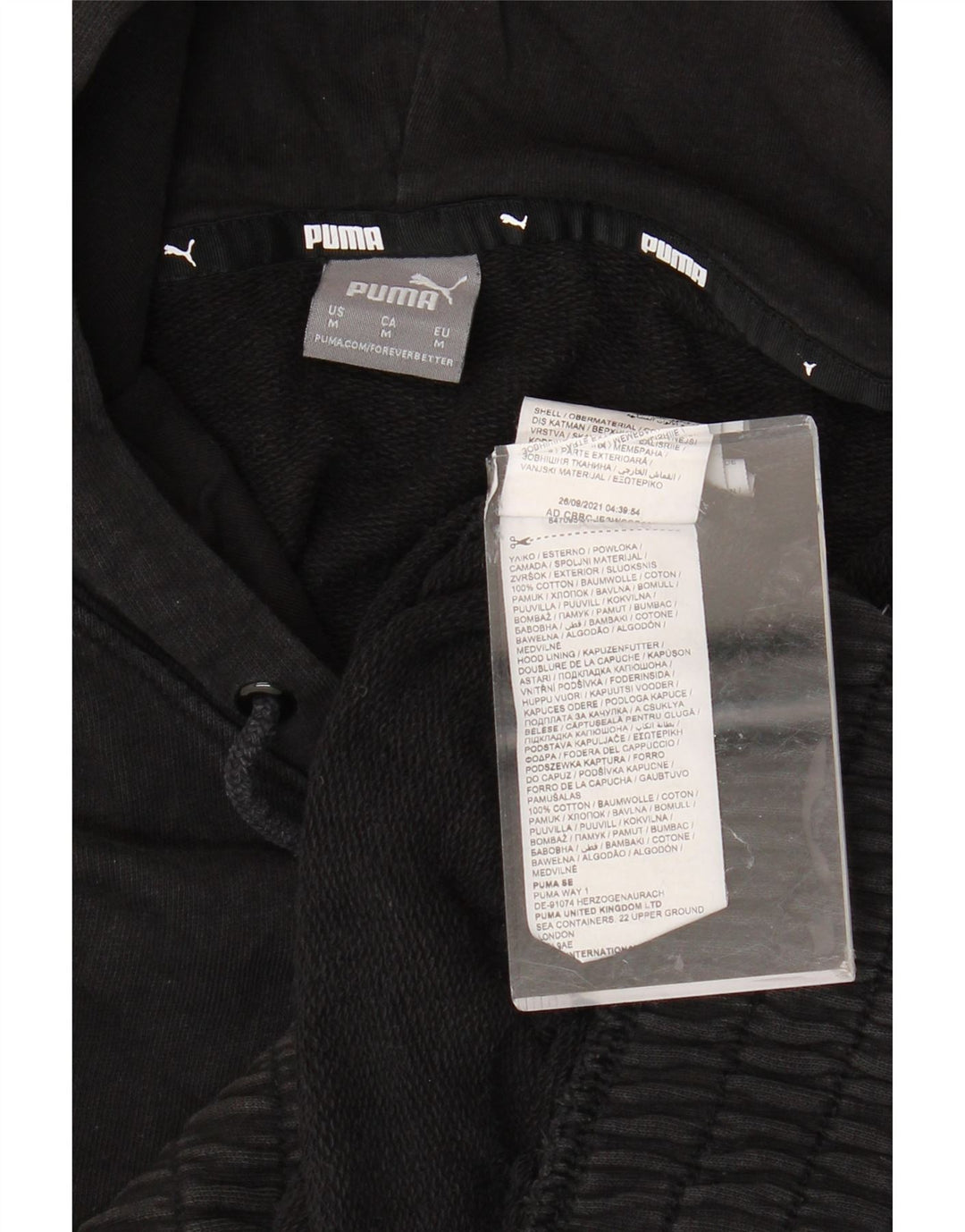 Damski sweter oversize z kapturem PUMA UK 14, średni czarny, bawełniany