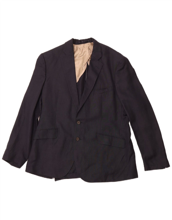 JAEGER Mens Tailored 2 Button Blazer Jacket UK 42 XL Navy Blue