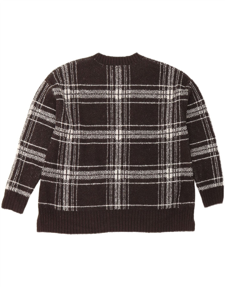 Marks & Spencer Damski sweter z okrągłym dekoltem UK 16, duża czarna krata