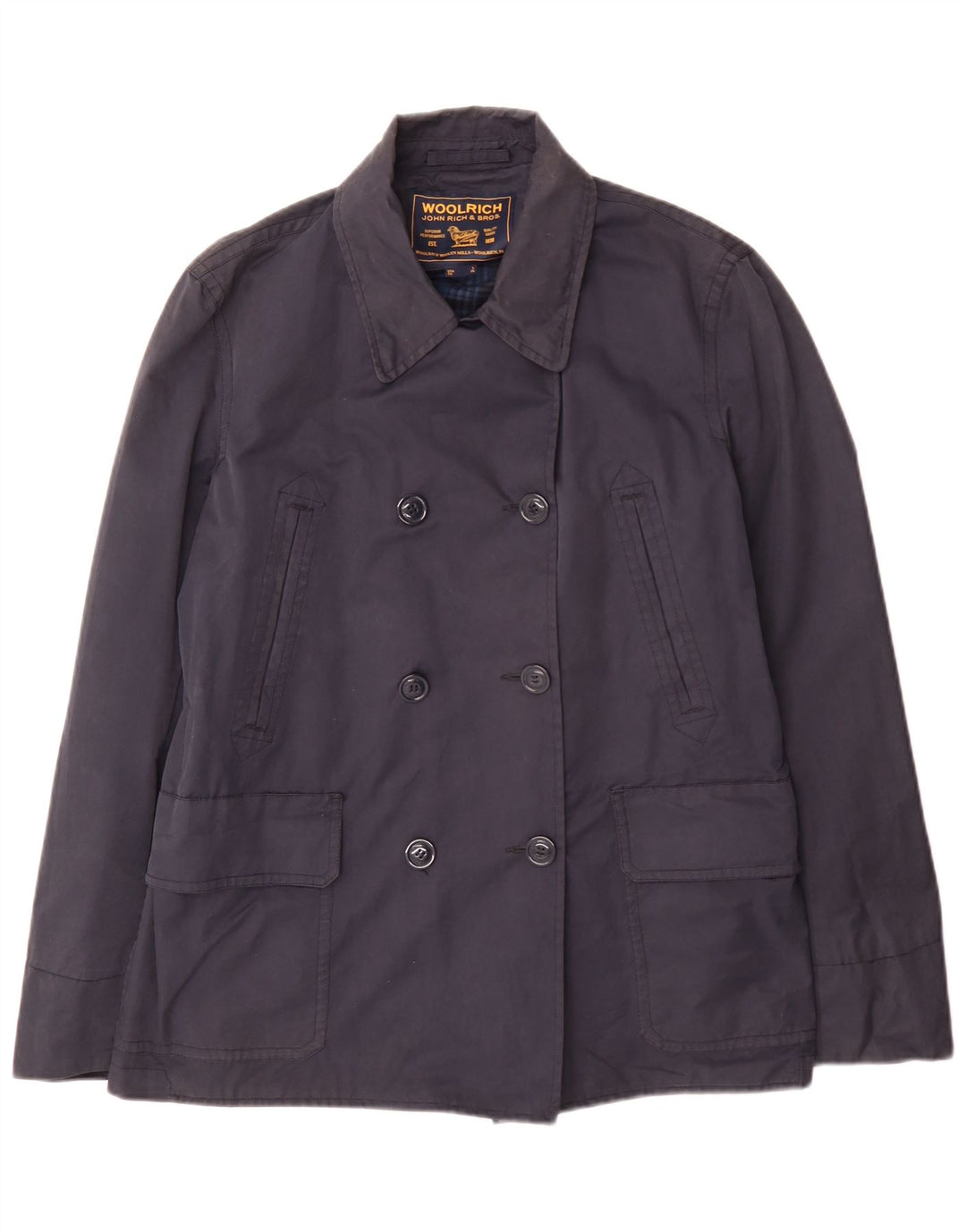 Trencz damski Woolrich UK 18 XL, granatowy, bawełniany